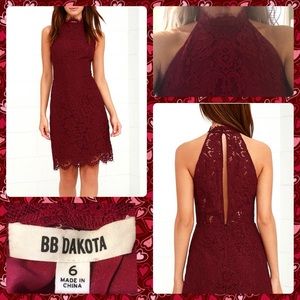 BB Dakota Red Cara Dress Lace Halter Size 6 NWOT
